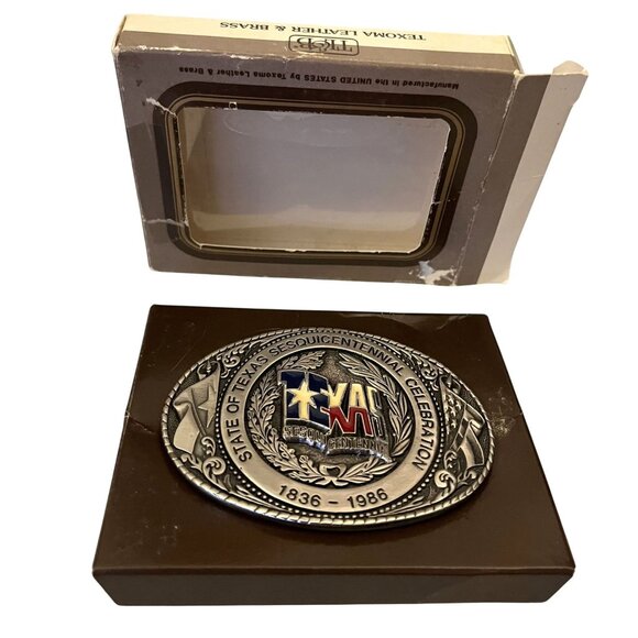The State Of Texas 1936-1986 Sesquicentennial Texas Star Belt Buckle - Picture 4 of 14